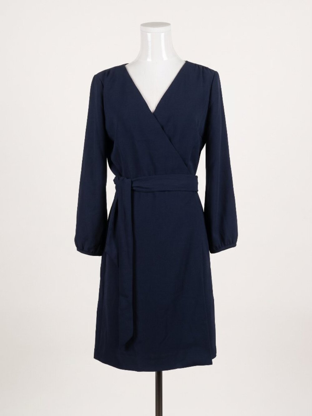 NWT J.Crew Navy Blue Long Sleeve Surplice Wrap Tie Waist Career Midi Dress 6